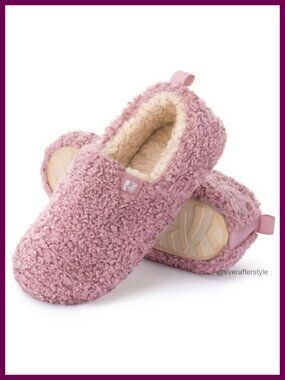 Faux Shearling Closed Back Indoor House Slippers Memory Foam